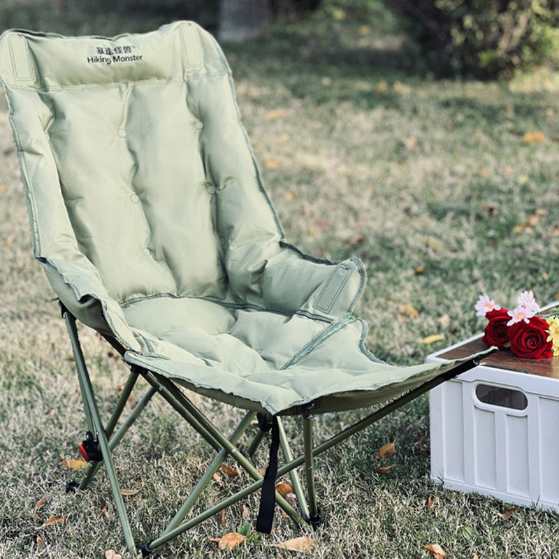 Modern Minimalist Fabric & Carbon Steel Moon Foldable Camping Recliner Footrest & Backrest For Outdoor Patio