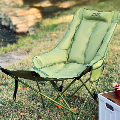 Modern Minimalist Fabric & Carbon Steel Moon Foldable Camping Recliner Footrest & Backrest For Outdoor Patio
