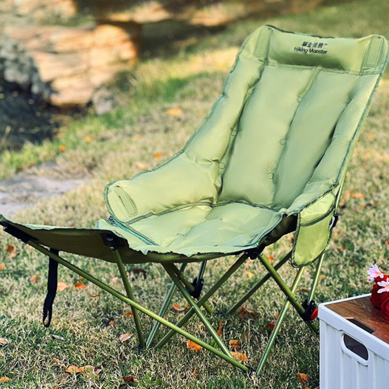 Modern Minimalist Fabric & Carbon Steel Moon Foldable Camping Recliner Footrest & Backrest For Outdoor Patio