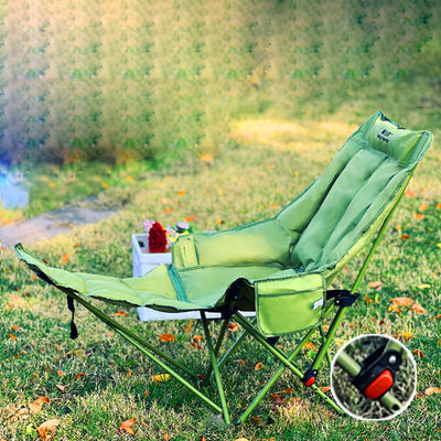 Modern Minimalist Fabric & Carbon Steel Moon Foldable Camping Recliner Footrest & Backrest For Outdoor Patio