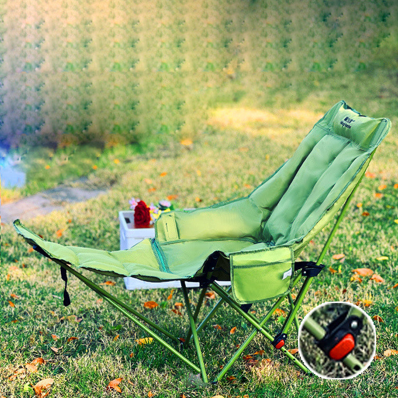 Modern Minimalist Fabric & Carbon Steel Moon Foldable Camping Recliner Footrest & Backrest For Outdoor Patio