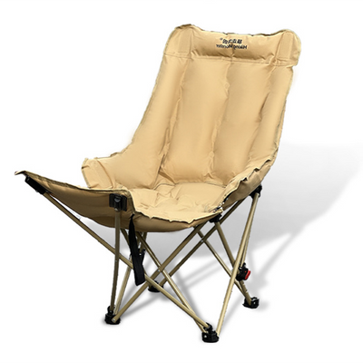 Modern Minimalist Fabric & Carbon Steel Moon Foldable Camping Recliner Footrest & Backrest For Outdoor Patio