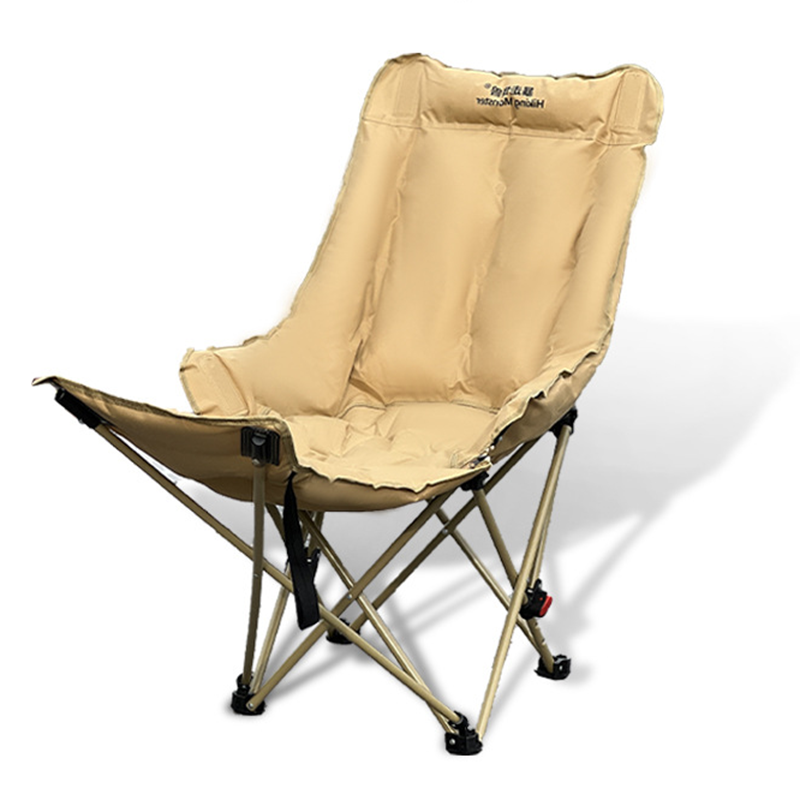 Modern Minimalist Fabric & Carbon Steel Moon Foldable Camping Recliner Footrest & Backrest For Outdoor Patio