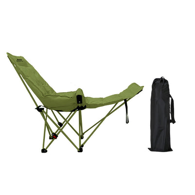 Modern Minimalist Fabric & Carbon Steel Moon Foldable Camping Recliner Footrest & Backrest For Outdoor Patio