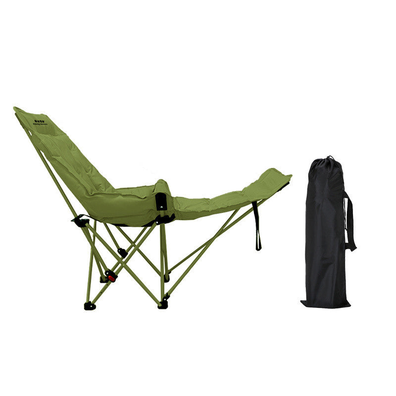 Modern Minimalist Fabric & Carbon Steel Moon Foldable Camping Recliner Footrest & Backrest For Outdoor Patio