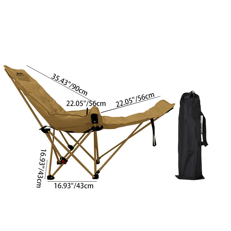 Modern Minimalist Fabric & Carbon Steel Moon Foldable Camping Recliner Footrest & Backrest For Outdoor Patio