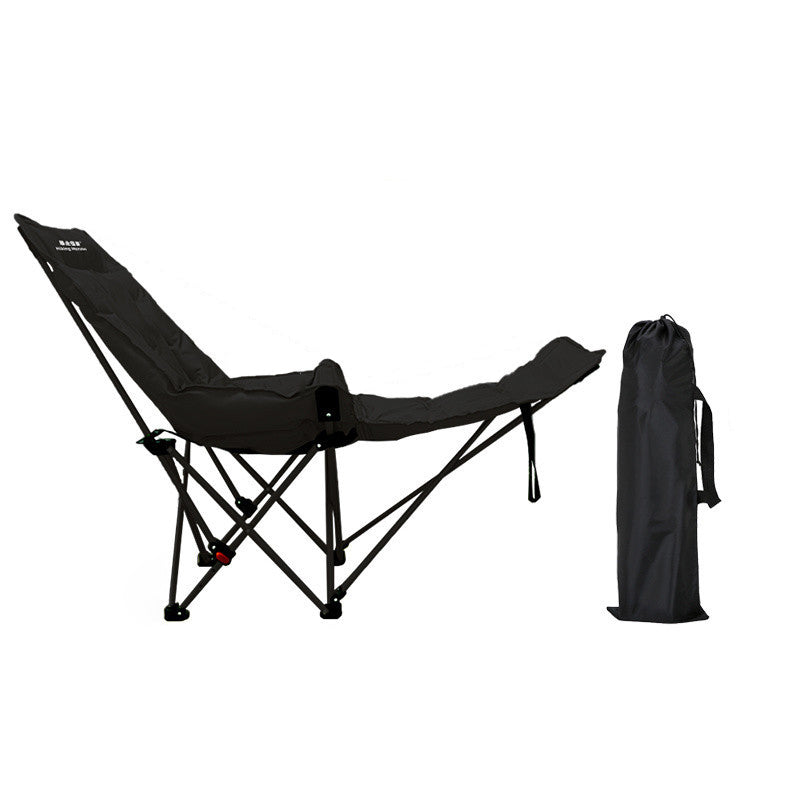 Modern Minimalist Fabric & Carbon Steel Moon Foldable Camping Recliner Footrest & Backrest For Outdoor Patio