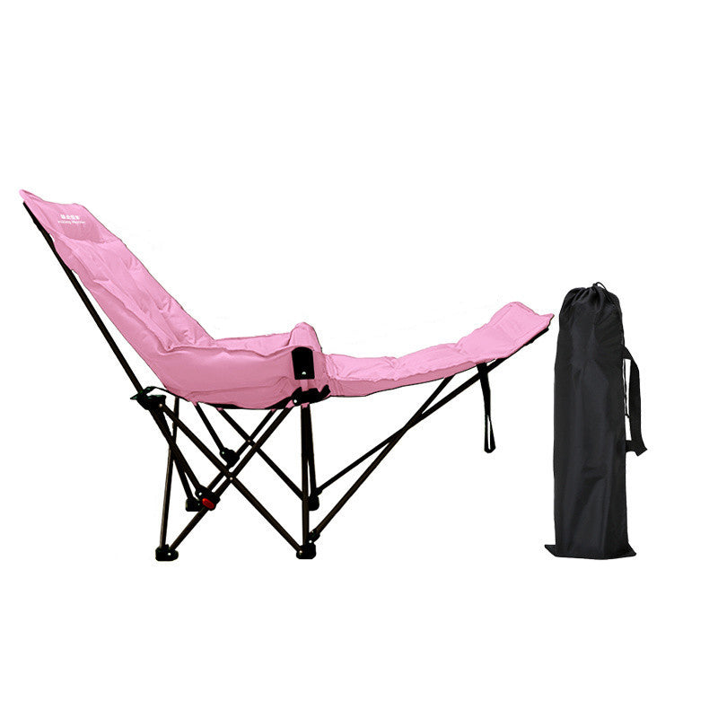 Modern Minimalist Fabric & Carbon Steel Moon Foldable Camping Recliner Footrest & Backrest For Outdoor Patio