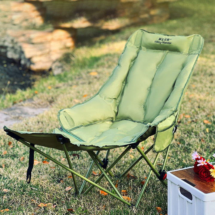 Moderner minimalistischer faltbarer Camping-Liegestuhl „Moon“ aus Oxford-Gewebe und Karbonstahl mit Fußstütze und Rückenlehne für Outdoor-Terrasse 
