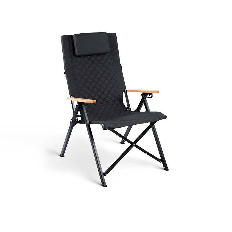 Contemporary Industrial Fabric Beech & Aluminum Rectangular Lattice Back Chair With Armrests & Backrest For Outdoor & Study