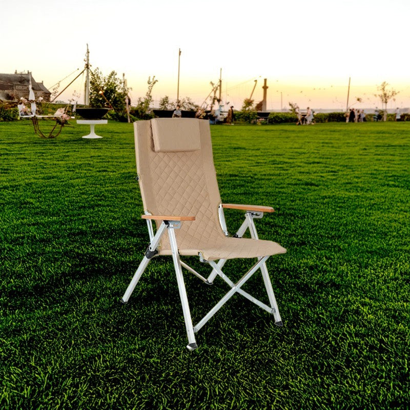Contemporary Industrial Fabric Beech & Aluminum Rectangular Lattice Back Chair With Armrests & Backrest For Outdoor & Study