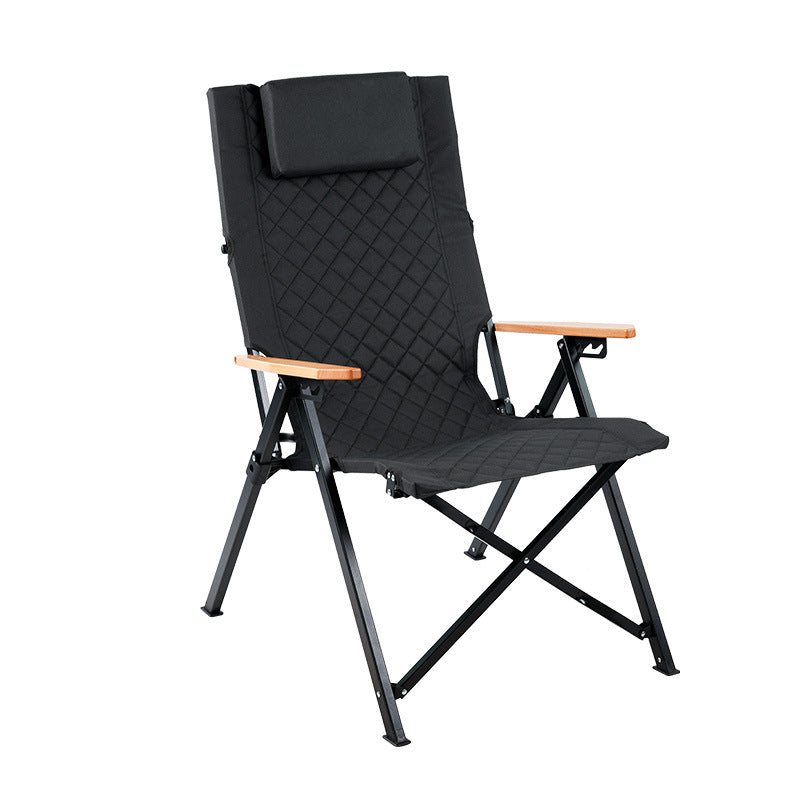 Contemporary Industrial Fabric Beech & Aluminum Rectangular Lattice Back Chair With Armrests & Backrest For Outdoor & Study