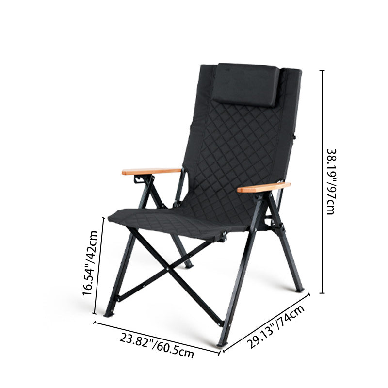 Contemporary Industrial Fabric Beech & Aluminum Rectangular Lattice Back Chair With Armrests & Backrest For Outdoor & Study