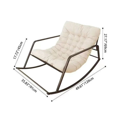 Contemporary Nordic Tech Fabric & Carbon Steel Moon Rocking Chair With Backrest & Armrests For Living Room & Bedroom