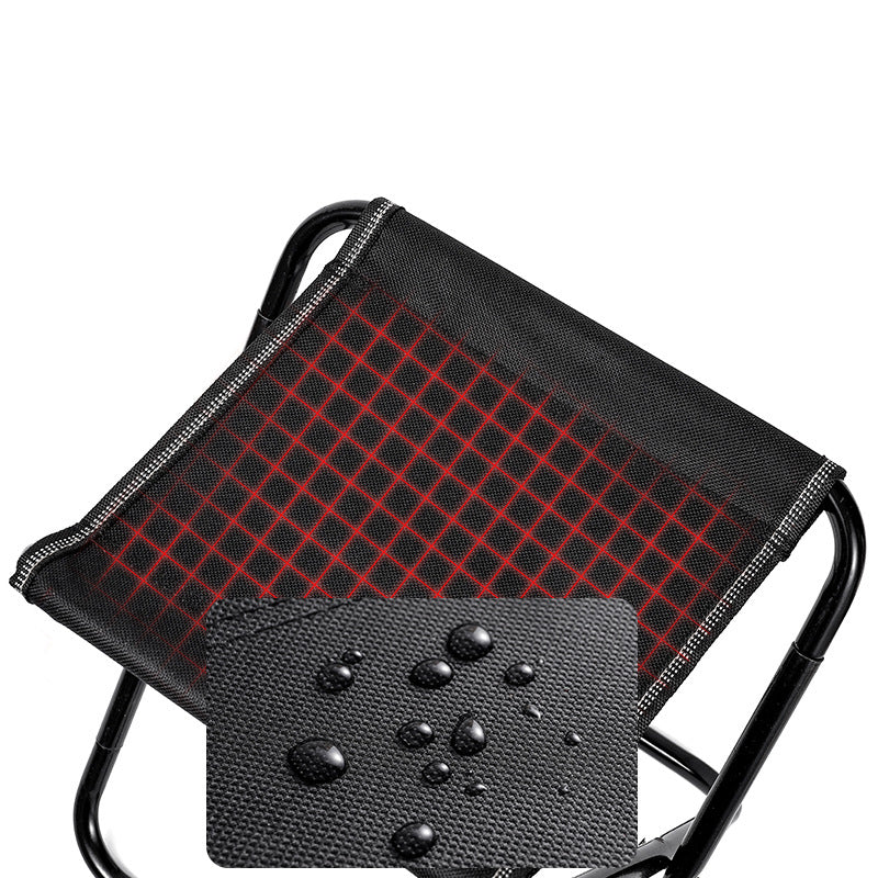 Modern Minimalist Fabric & Carbon Steel Square Folding Low Stool With Portable Design For Outdoor Patio