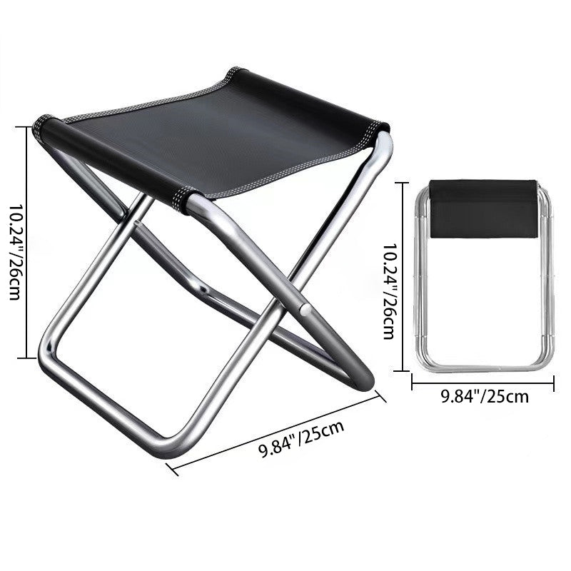 Modern Minimalist Fabric & Carbon Steel Square Folding Low Stool With Portable Design For Outdoor Patio