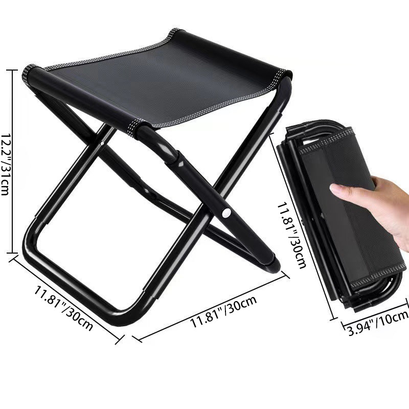 Modern Minimalist Fabric & Carbon Steel Square Folding Low Stool With Portable Design For Outdoor Patio