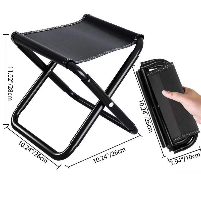 Modern Minimalist Fabric & Carbon Steel Square Folding Low Stool With Portable Design For Outdoor Patio