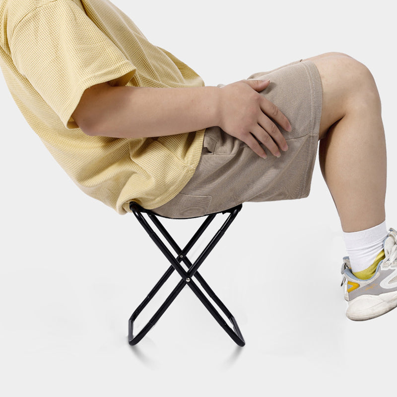 Modern Minimalist Fabric & Carbon Steel Square Folding Low Stool With Portable Design For Outdoor Patio