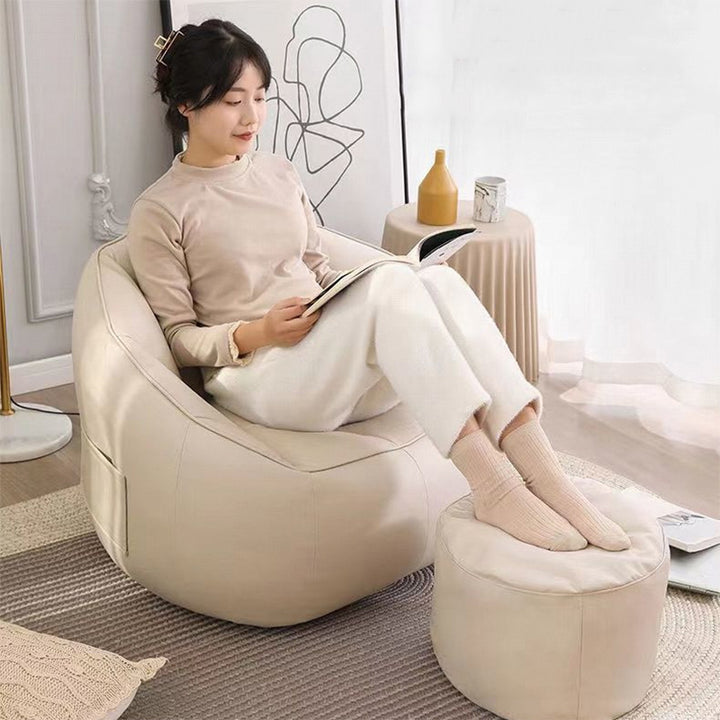 Canapé paresseux en tissu technique nordique contemporain avec dossier et repose-pieds pour salon et chambre 
