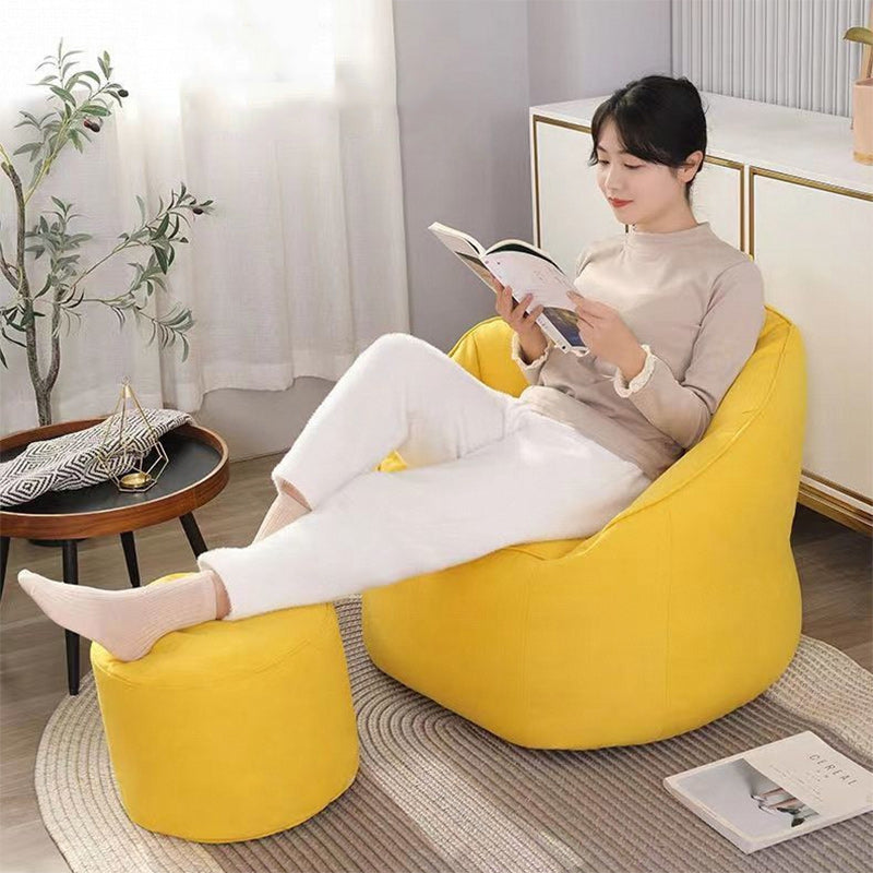 Contemporary Nordic Tech Fabric EPS Bean Bag Lazy Sofa With Backrest & Footrest For Living Room & Bedroom