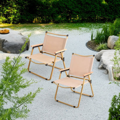 Modern Simplicity Iron Fabric Square Foldable Camping Back Chair With Armrests For Outdoor Patio