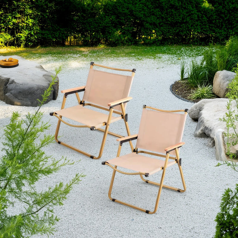 Modern Simplicity Iron Fabric Square Foldable Camping Back Chair With Armrests For Outdoor Patio