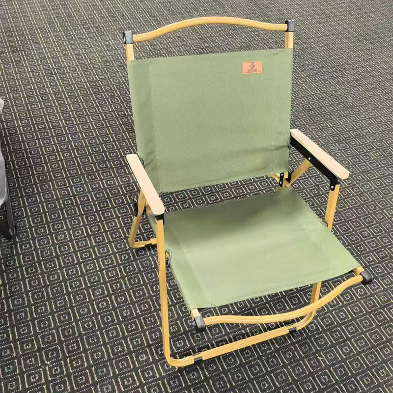 Modern Simplicity Aluminum Alloy Oxford Fabric Square Foldable Camping Back Chair With Armrests For Outdoor Patio