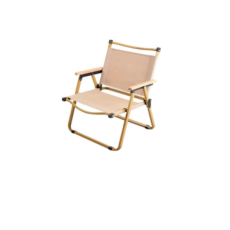 Modern Simplicity Iron Fabric Square Foldable Camping Back Chair With Armrests For Outdoor Patio