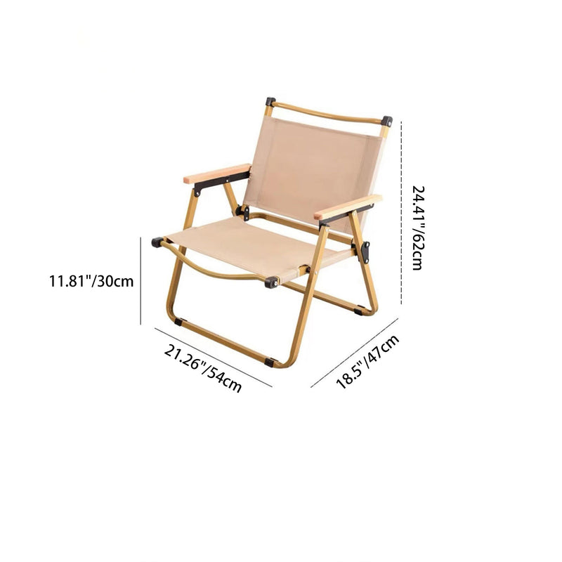 Modern Simplicity Iron Fabric Square Foldable Camping Back Chair With Armrests For Outdoor Patio