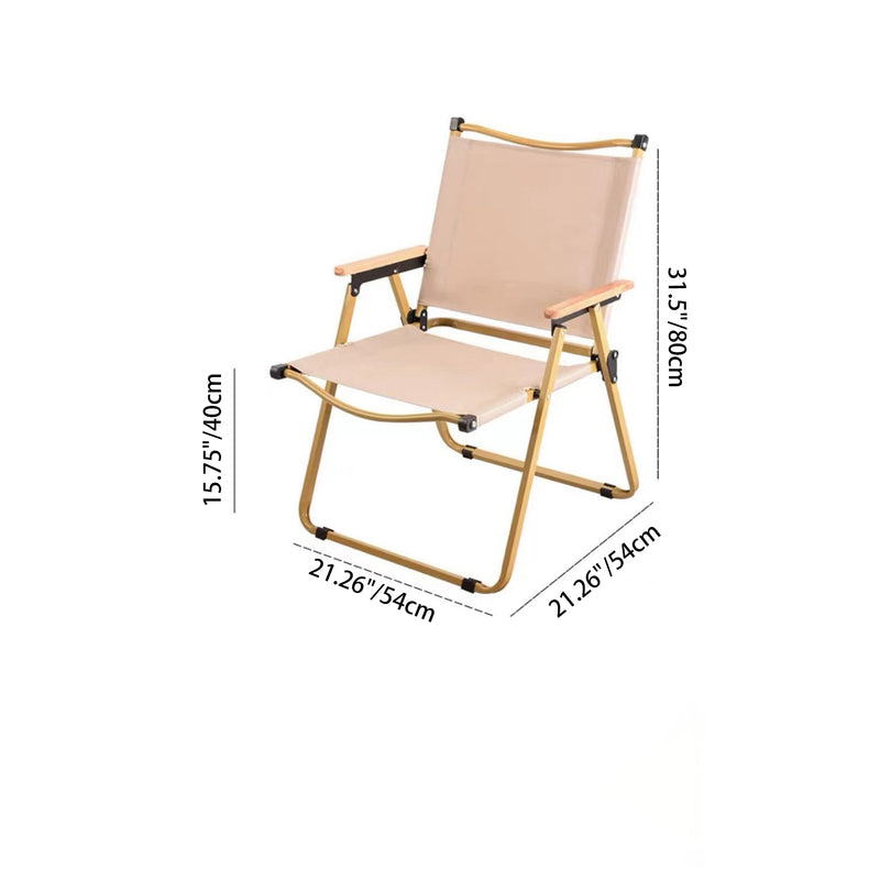 Modern Simplicity Iron Fabric Square Foldable Camping Back Chair With Armrests For Outdoor Patio