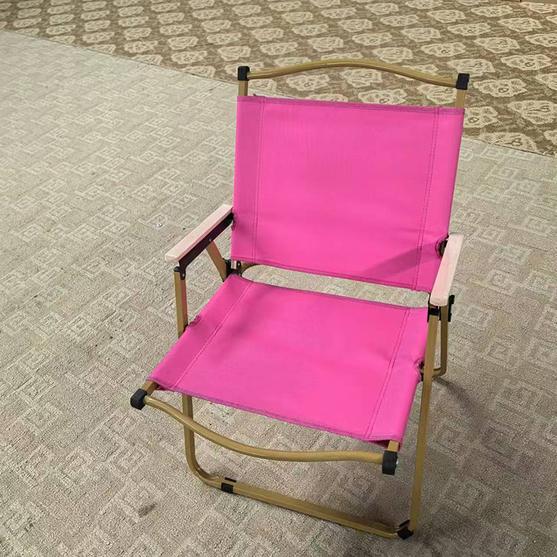 Modern Simplicity Iron Fabric Square Foldable Camping Back Chair With Armrests For Outdoor Patio