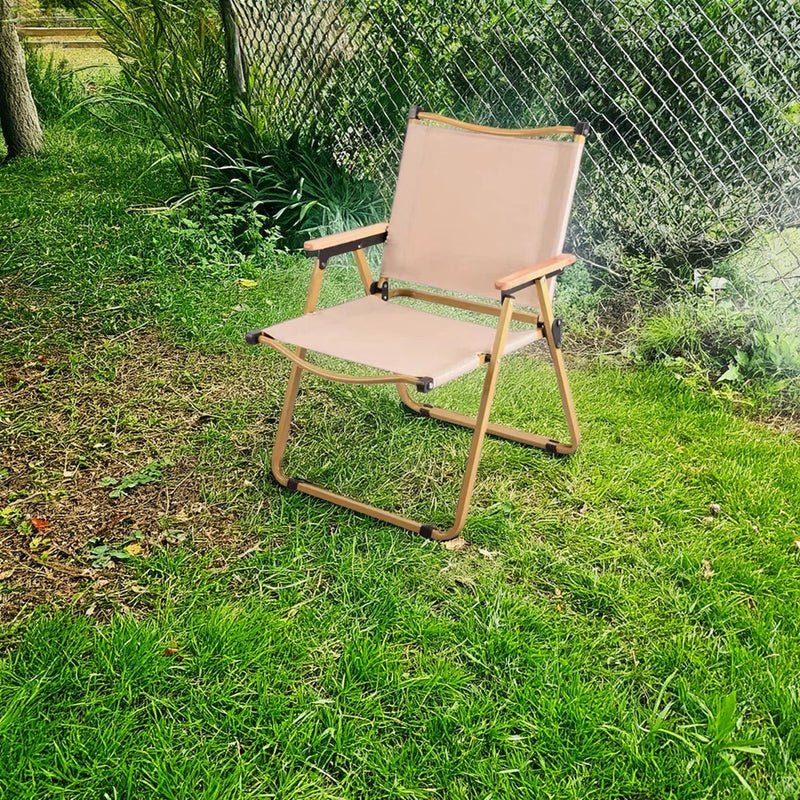 Modern Simplicity Iron Fabric Square Foldable Camping Back Chair With Armrests For Outdoor Patio