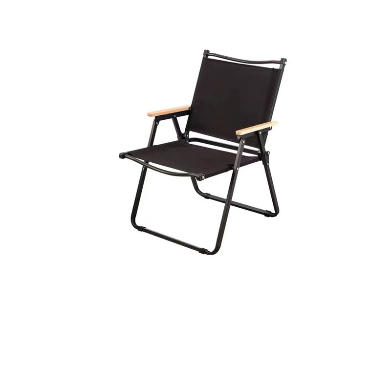 Modern Simplicity Iron Fabric Square Foldable Camping Back Chair With Armrests For Outdoor Patio