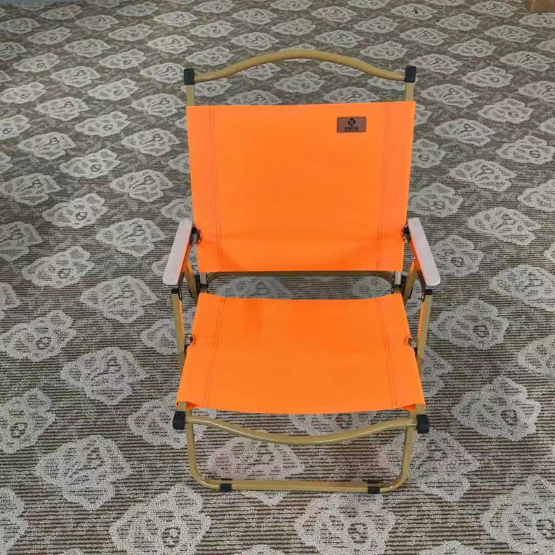 Modern Simplicity Iron Fabric Square Foldable Camping Back Chair With Armrests For Outdoor Patio