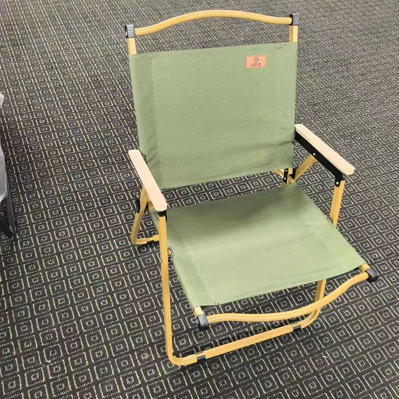 Modern Simplicity Aluminum Alloy Oxford Fabric Square Foldable Camping Back Chair With Armrests For Outdoor Patio