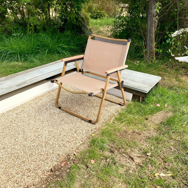 Modern Simplicity Iron Fabric Square Foldable Camping Back Chair With Armrests For Outdoor Patio