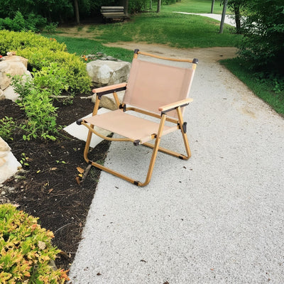 Modern Simplicity Iron Fabric Square Foldable Camping Back Chair With Armrests For Outdoor Patio