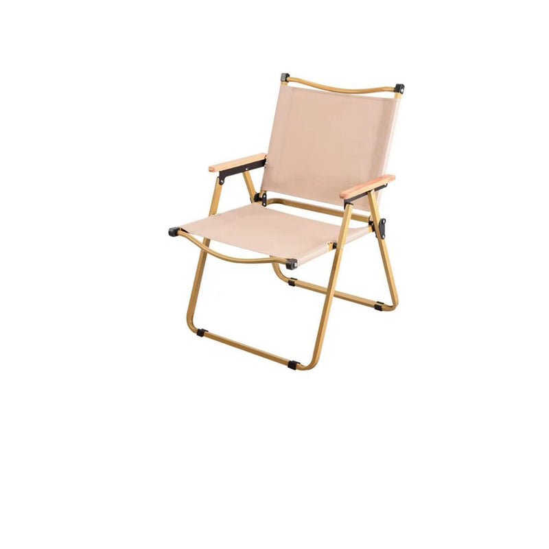 Modern Simplicity Iron Fabric Square Foldable Camping Back Chair With Armrests For Outdoor Patio