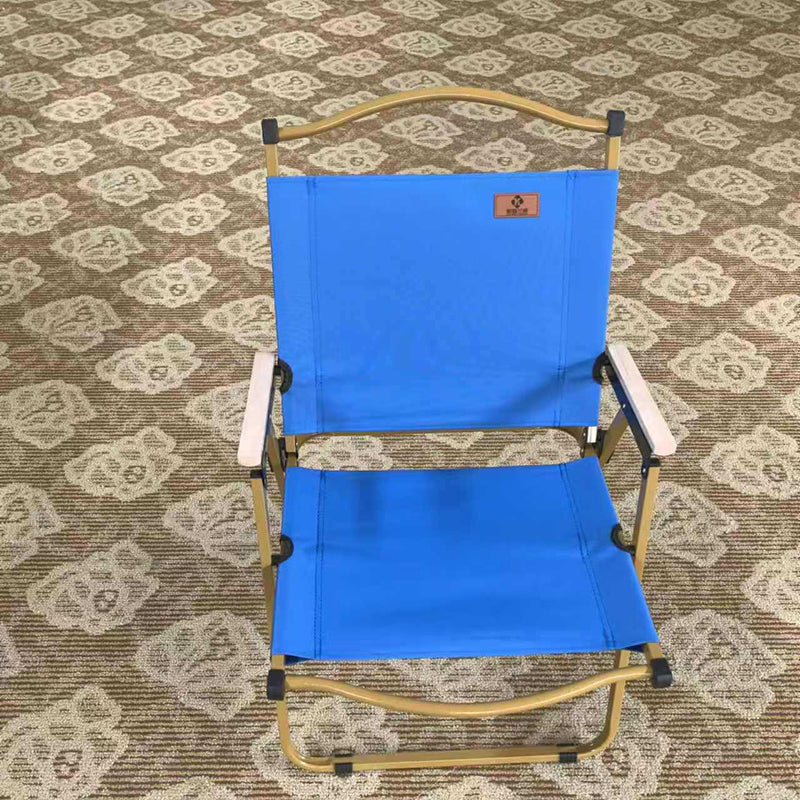 Modern Simplicity Iron Fabric Square Foldable Camping Back Chair With Armrests For Outdoor Patio