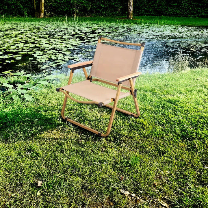 Modern Simplicity Aluminum Alloy Oxford Fabric Square Foldable Camping Back Chair With Armrests For Outdoor Patio