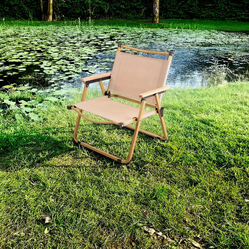 Modern Simplicity Iron Fabric Square Foldable Camping Back Chair With Armrests For Outdoor Patio