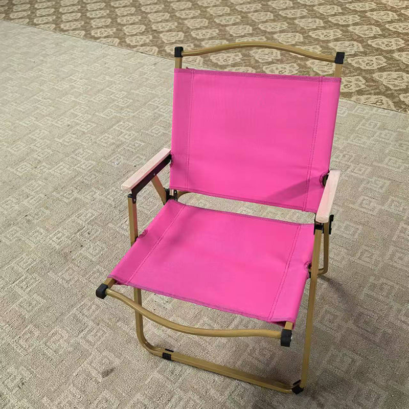Modern Simplicity Iron Fabric Square Foldable Camping Back Chair With Armrests For Outdoor Patio