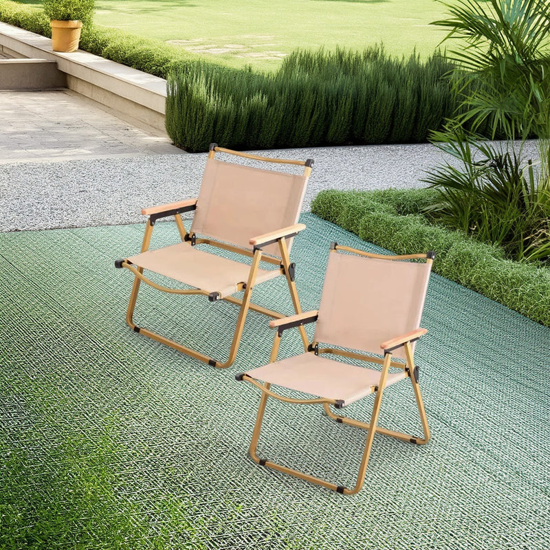 Modern Simplicity Iron Fabric Square Foldable Camping Back Chair With Armrests For Outdoor Patio
