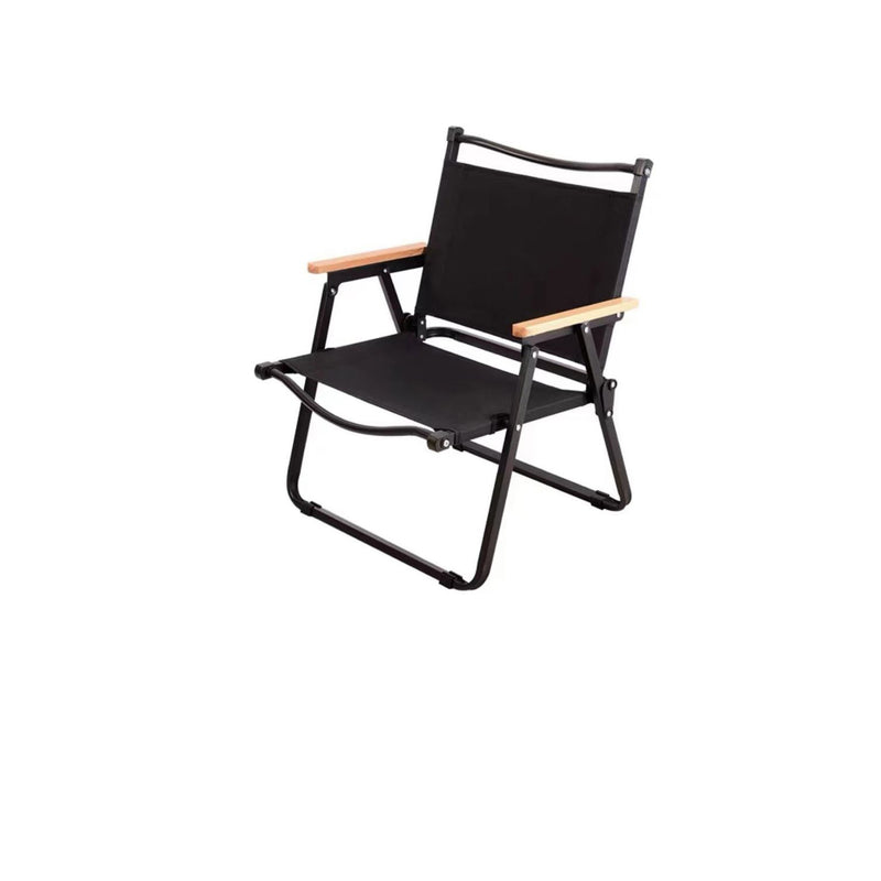 Modern Simplicity Iron Fabric Square Foldable Camping Back Chair With Armrests For Outdoor Patio