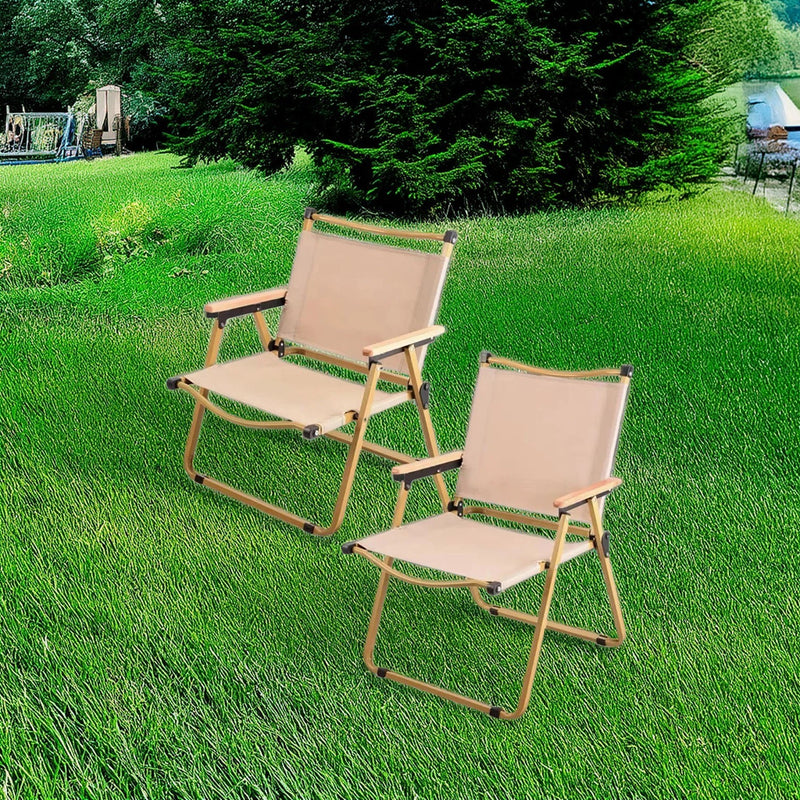 Modern Simplicity Iron Fabric Square Foldable Camping Back Chair With Armrests For Outdoor Patio