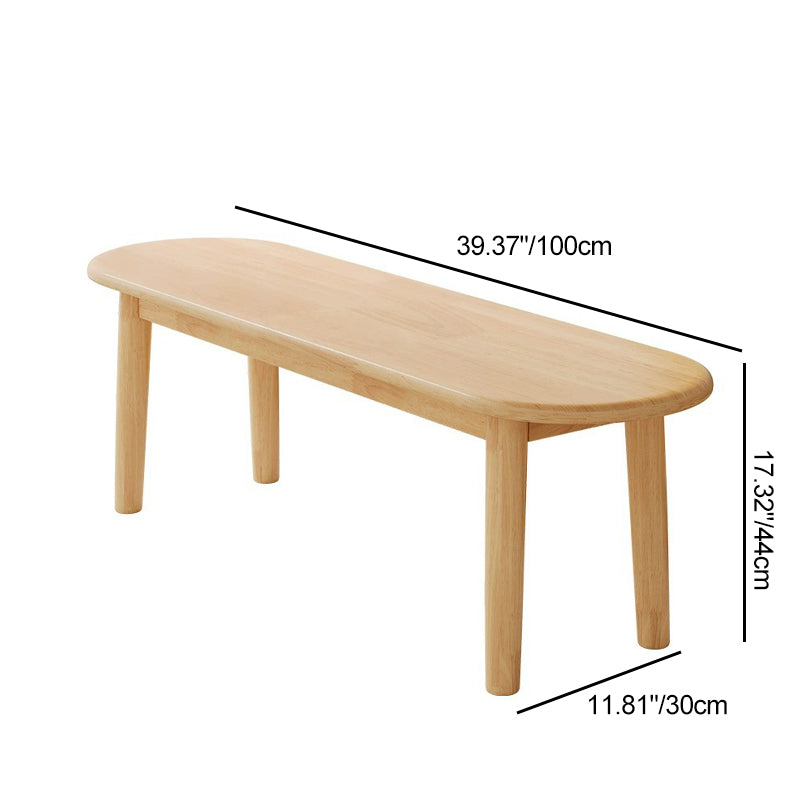 Contemporary Nordic Rubberwood Fabric Oval Bench With Cushion For Bedroom & Entryway