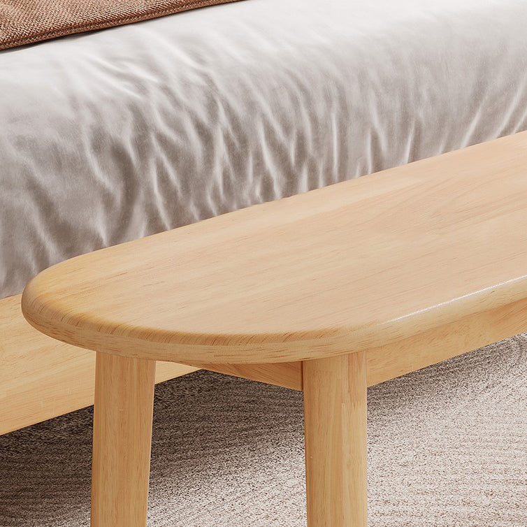 Contemporary Nordic Rubberwood Fabric Oval Bench With Cushion For Bedroom & Entryway