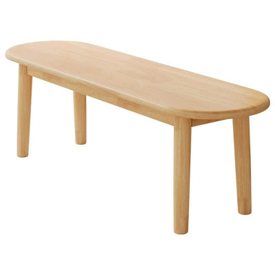 Contemporary Nordic Rubberwood Fabric Oval Bench With Cushion For Bedroom & Entryway