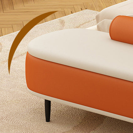 Contemporary Nordic Leather Wood Carbon Steel Oval Storage Bench With Backrest For Bedroom & Entryway